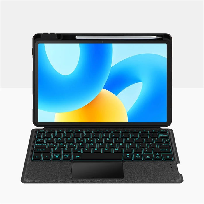 For Huawei MatePad 11.5 Leather Case + Bluetooth-compatible Keyboard with Backlight Trackpad - Black - 2