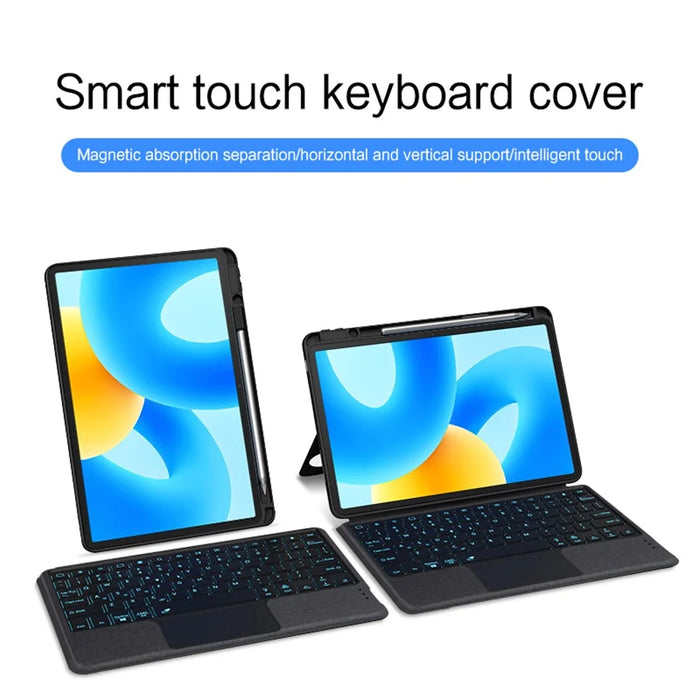 For Huawei MatePad 11.5 Leather Case + Bluetooth-compatible Keyboard with Backlight Trackpad - Black - 4