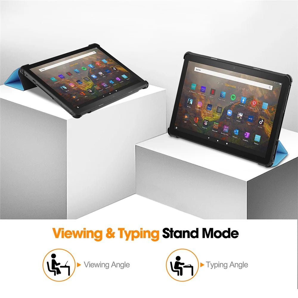 ENKAY HAT PRINCE Trifold Stand Cover for Amazon Fire HD 10 (2023) , PU Leather+PC Auto Wake / Sleep Tablet Case - Baby Blue - 3