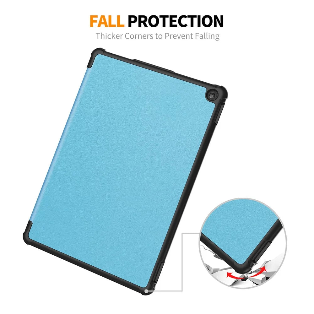 ENKAY HAT PRINCE Trifold Stand Cover for Amazon Fire HD 10 (2023) , PU Leather+PC Auto Wake / Sleep Tablet Case - Baby Blue - 5