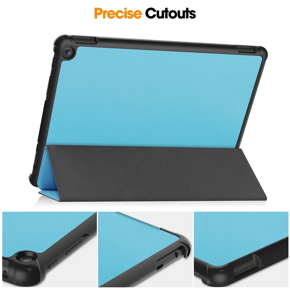 ENKAY HAT PRINCE Trifold Stand Cover for Amazon Fire HD 10 (2023) , PU Leather+PC Auto Wake / Sleep Tablet Case - Baby Blue - 6