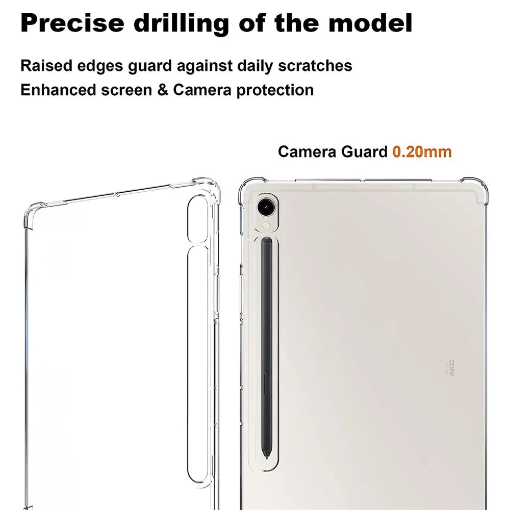 For Samsung Galaxy Tab S9 Reinforced Corners Tablet Case Drop-Proof Transparent TPU Cover - 4