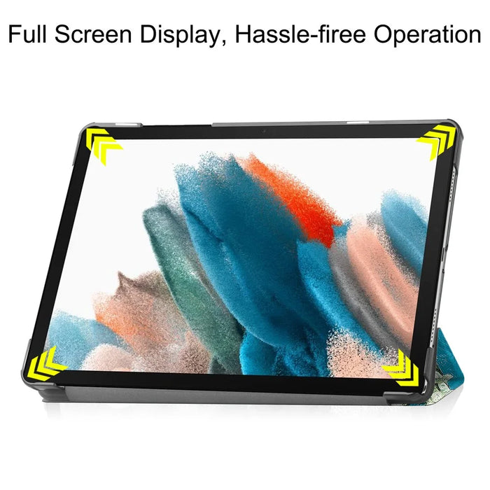 For Samsung Galaxy Tab A9 Tri-fold Stand Tablet Leather Case Pattern Printing Tablet Cover - Apricot Blossom - 5