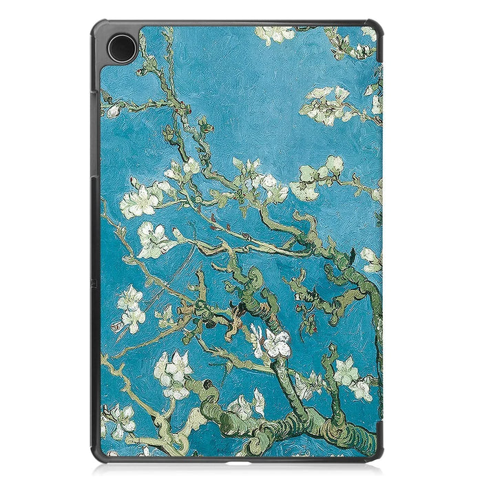 For Samsung Galaxy Tab A9 Tri-fold Stand Tablet Leather Case Pattern Printing Tablet Cover - Apricot Blossom - 6