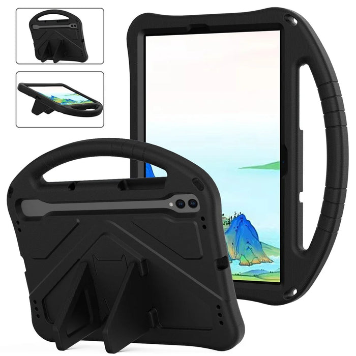 For Samsung Galaxy Tab S11 / S10 Lite / S10 FE / S9 FE / S9 / S8 / S7 EVA Protective Cover Tablet Shell Grip Handle Kickstand Case - Black - 1