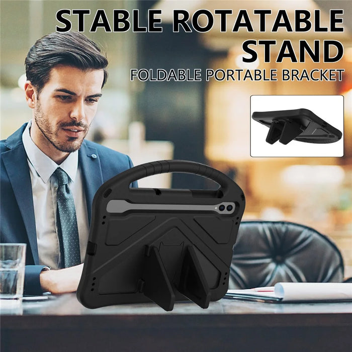 For Samsung Galaxy Tab S11 / S10 Lite / S10 FE / S9 FE / S9 / S8 / S7 EVA Protective Cover Tablet Shell Grip Handle Kickstand Case - Black - 2
