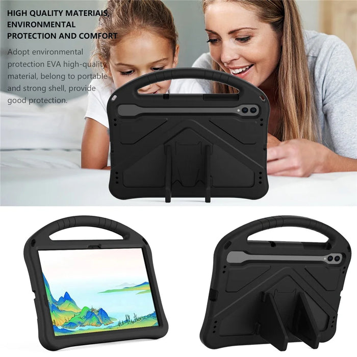 For Samsung Galaxy Tab S11 / S10 Lite / S10 FE / S9 FE / S9 / S8 / S7 EVA Protective Cover Tablet Shell Grip Handle Kickstand Case - Black - 3