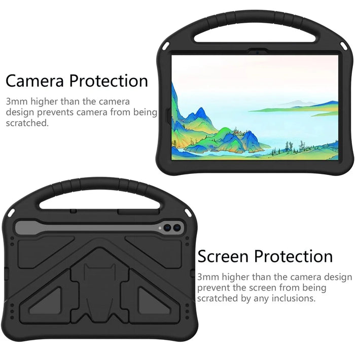 For Samsung Galaxy Tab S11 / S10 Lite / S10 FE / S9 FE / S9 / S8 / S7 EVA Protective Cover Tablet Shell Grip Handle Kickstand Case - Black - 4