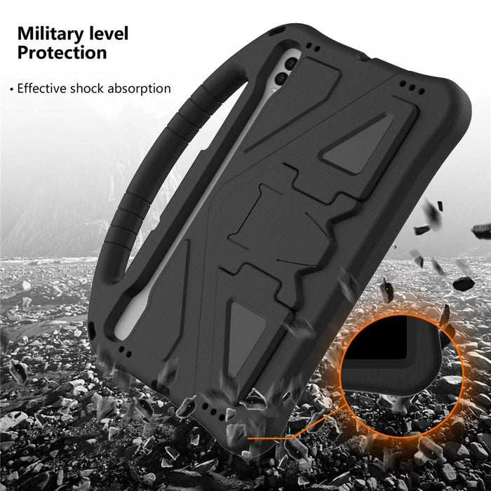 For Samsung Galaxy Tab S11 / S10 Lite / S10 FE / S9 FE / S9 / S8 / S7 EVA Protective Cover Tablet Shell Grip Handle Kickstand Case - Black - 5