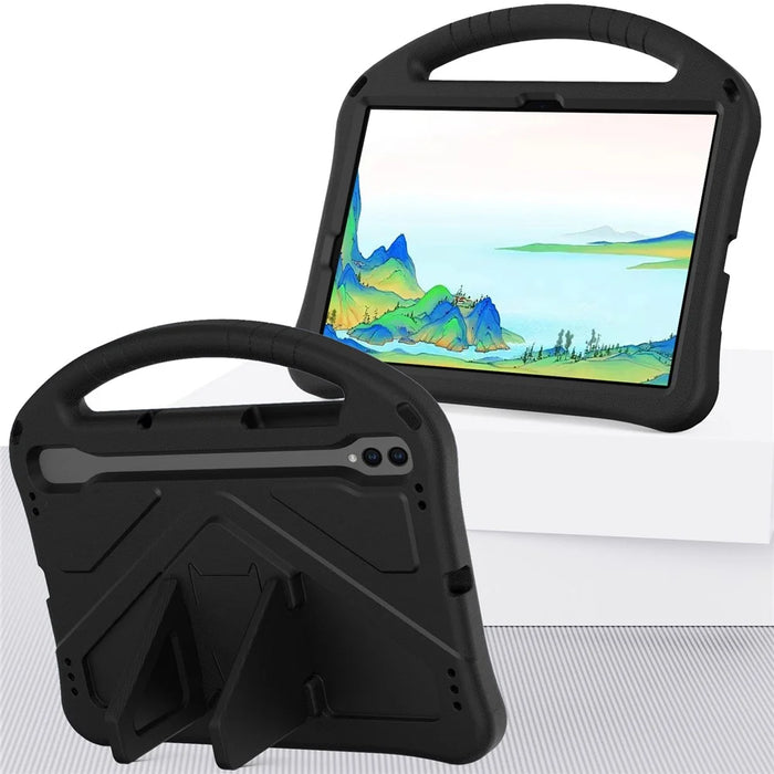 For Samsung Galaxy Tab S11 / S10 Lite / S10 FE / S9 FE / S9 / S8 / S7 EVA Protective Cover Tablet Shell Grip Handle Kickstand Case - Black - 7