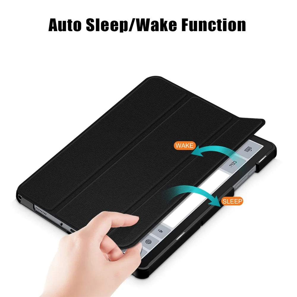 For Samsung Galaxy Tab A11+ / A9+ Solid Color Tablet Case PU Leather+PC Protective Cover with Tri-Fold Stand - Black - 4