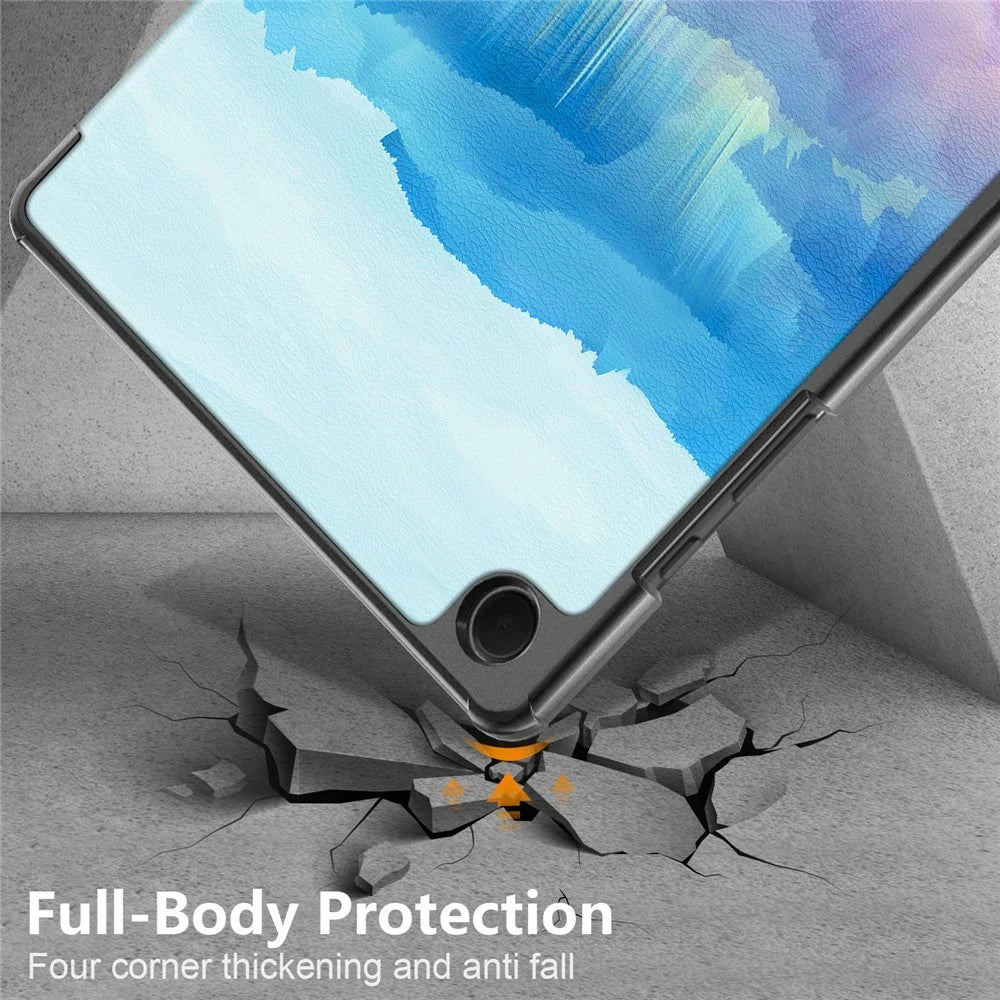 For Samsung Galaxy Tab A11+ / A9+ Leather Stand Cover Pattern Printing Tablet Case - Fantasy Deer - 7