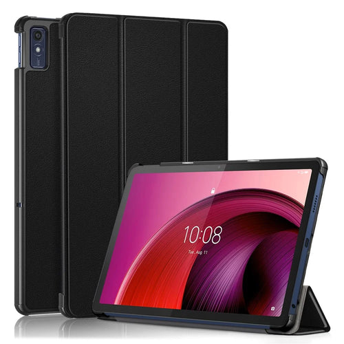 For Lenovo Tab M10 5G TB-360ZU Trifold Stand Smart Case PU Leather Full Body Protective Tablet Cover - Black - 1