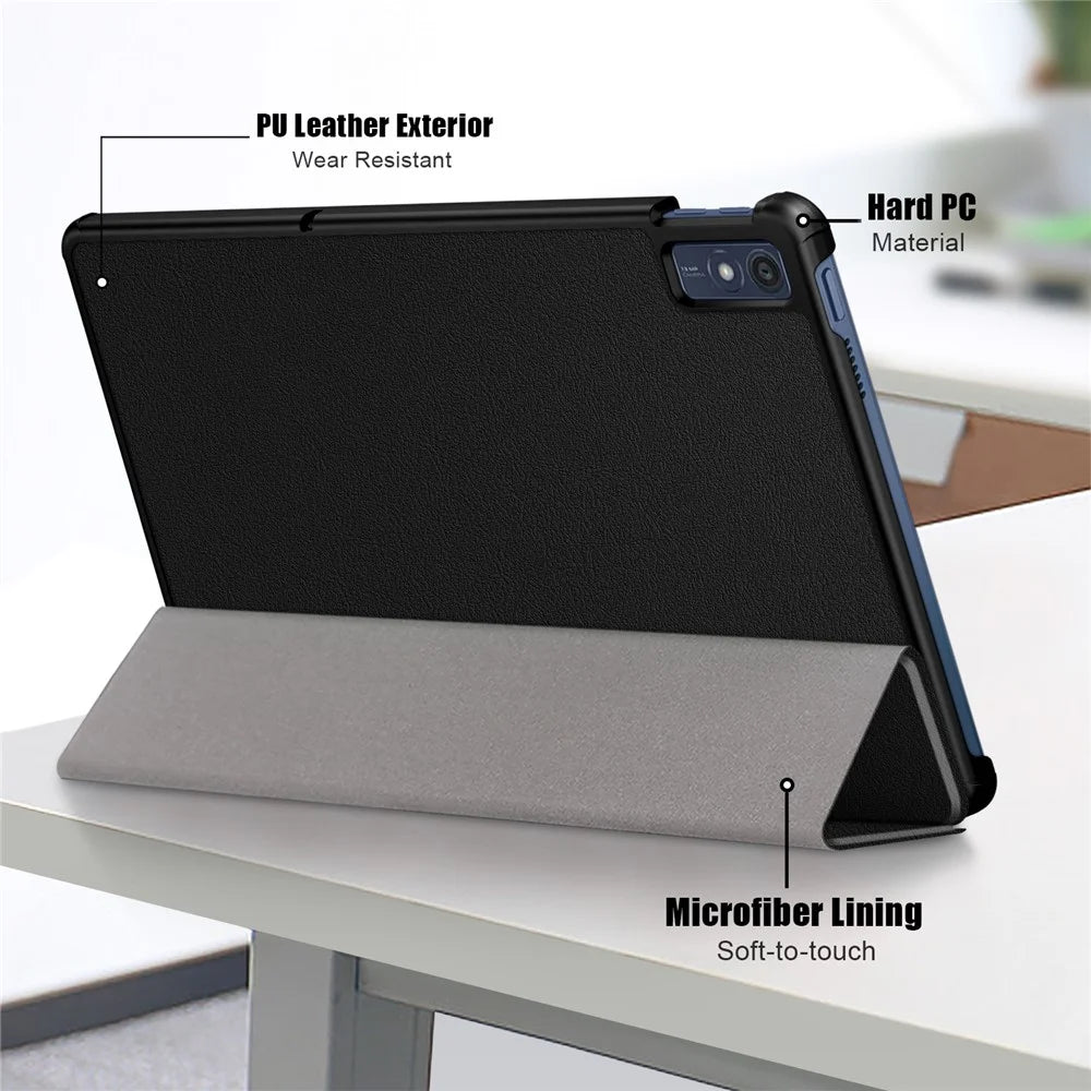 For Lenovo Tab M10 5G TB-360ZU Trifold Stand Smart Case PU Leather Full Body Protective Tablet Cover - Black - 6