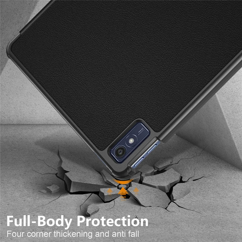 For Lenovo Tab M10 5G TB-360ZU Trifold Stand Smart Case PU Leather Full Body Protective Tablet Cover - Black - 7