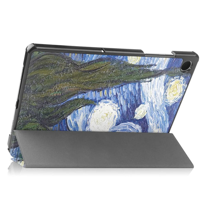For Samsung Galaxy Tab A9+ Trifold Stand Tablet Case PU Leather Pattern Printing Smart Protective Cover - Starry Sky - 5