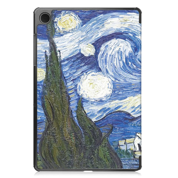 For Samsung Galaxy Tab A9+ Trifold Stand Tablet Case PU Leather Pattern Printing Smart Protective Cover - Starry Sky - 6