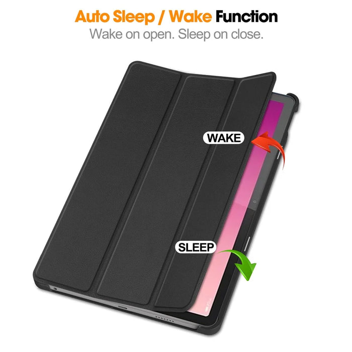For Lenovo Tab M10 5G Tri-fold Stand Smart Cover PU Leather Auto Wake / Sleep Tablet Case - Black - 3