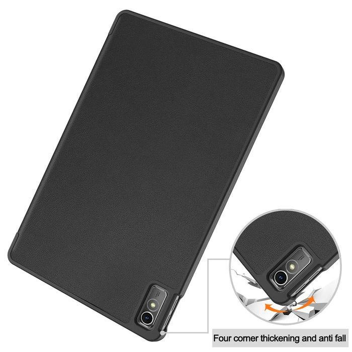 For Lenovo Tab M10 5G Tri-fold Stand Smart Cover PU Leather Auto Wake / Sleep Tablet Case - Black - 7