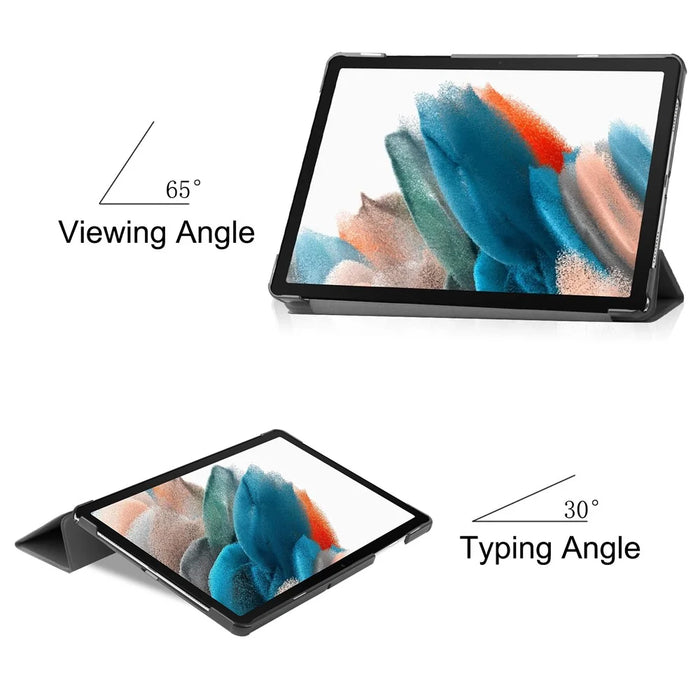 For Samsung Galaxy Tab A9+ PU Leather Tablet Case Tri-Fold Stand Cover with Auto Sleep / Wake - Black - 3