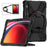 For Samsung Galaxy Tab S10 Lite / S10 FE / S9 FE / S9 / S8 / S7 PC+Silicone Case Rotating Kickstand Tablet Cover with Shoulder Strap - Black+Black - 2