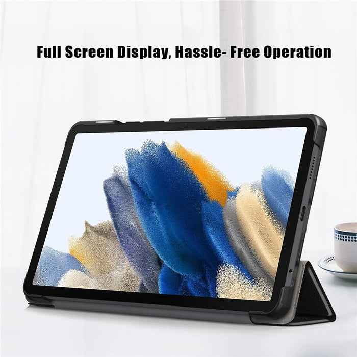 For Samsung Galaxy Tab A11 / A9 PU Leather Tablet Case Tri-Fold Stand Cover - Black - 4