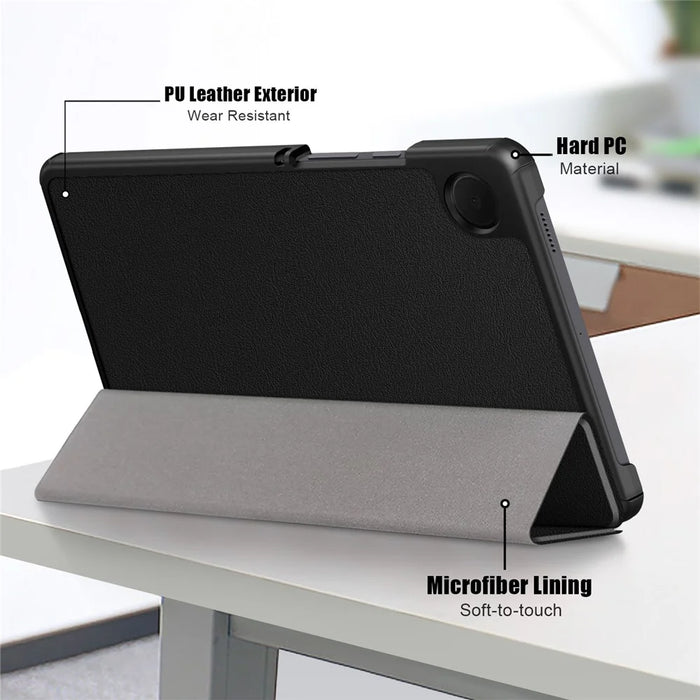 For Samsung Galaxy Tab A11 / A9 PU Leather Tablet Case Tri-Fold Stand Cover - Black - 5