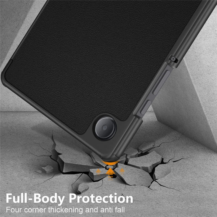 For Samsung Galaxy Tab A11 / A9 PU Leather Tablet Case Tri-Fold Stand Cover - Black - 6