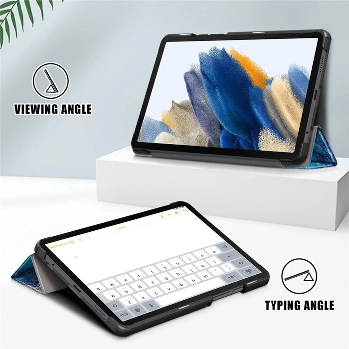 For Samsung Galaxy Tab A11 / A9 Tri-fold Stand Tablet Leather Case Pattern Printing Tablet Cover - Wave - 3