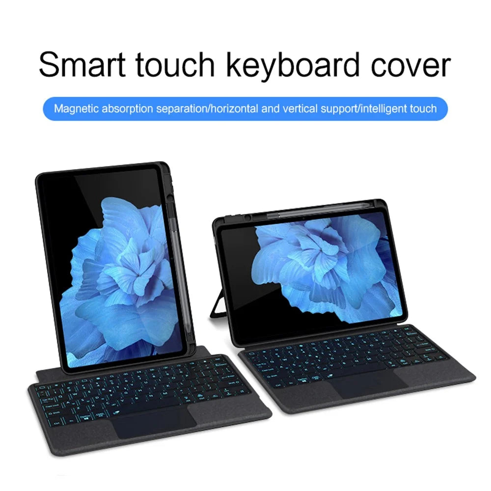 For vivo Pad Leather Case + Bluetooth-compatible Keyboard with Backlight Trackpad - Black - 5