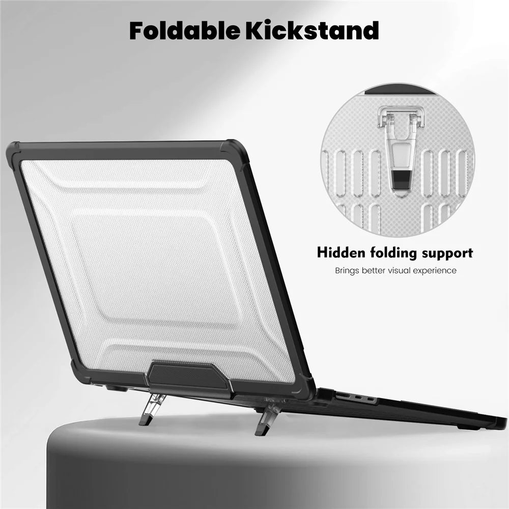 For Macbook Air 15 inch (2026) A3448 / (2025) A3241 / (2024) A311 / (2023) A2941 PC+TPU Laptop Case Heat Dissipation Kickstand Non-Slip Notebook Cover - Black - 3