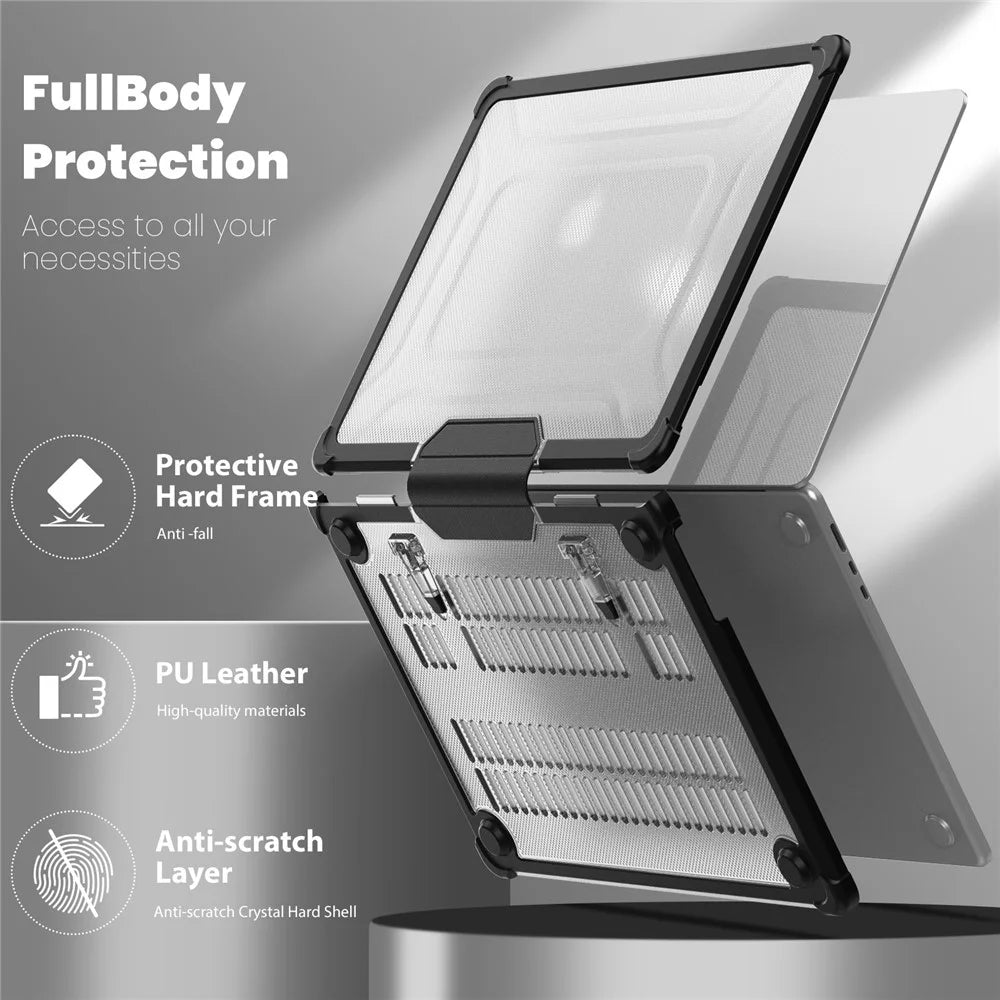 For Macbook Air 15 inch (2026) A3448 / (2025) A3241 / (2024) A311 / (2023) A2941 PC+TPU Laptop Case Heat Dissipation Kickstand Non-Slip Notebook Cover - Black - 5