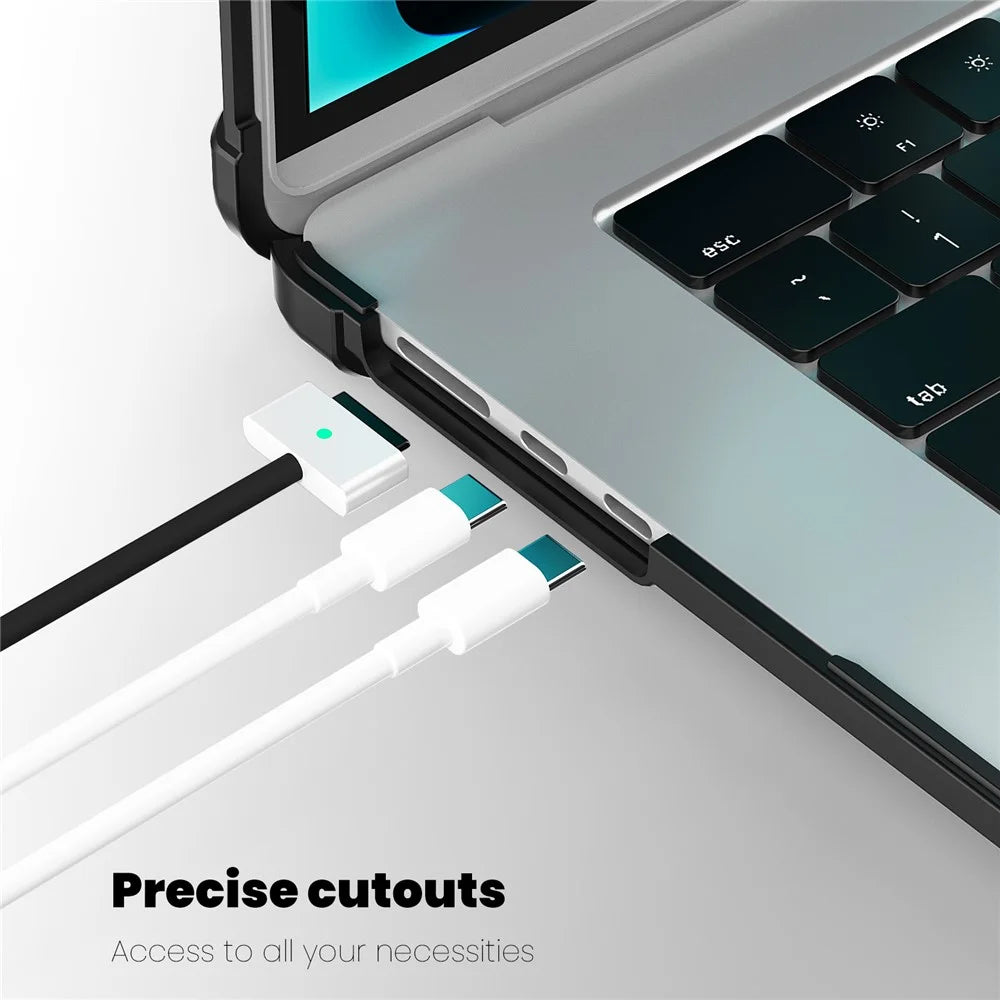 For Macbook Air 15 inch (2026) A3448 / (2025) A3241 / (2024) A311 / (2023) A2941 PC+TPU Laptop Case Heat Dissipation Kickstand Non-Slip Notebook Cover - Black - 6