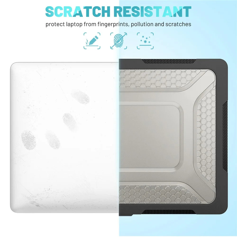 For Macbook Air 15 inch (2026) A3448 / (2025) A3241 / (2024) A311 / (2023) A2941 Anti-Slip Laptop Case Honeycomb Heat Dissipation Kickstand PC+TPU Cover - Black - 5