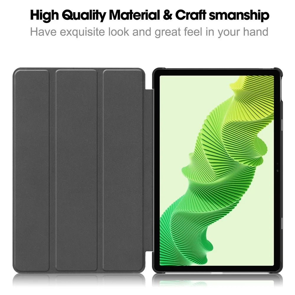 For Realme Pad 2 Trifold Stand Tablet Case PU Leather Full Protection Cover - Black - 2