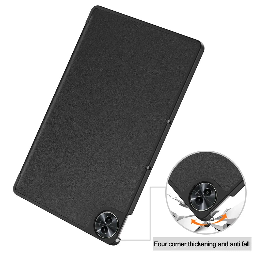 For Realme Pad 2 Trifold Stand Tablet Case PU Leather Full Protection Cover - Black - 6