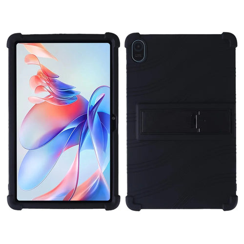 For Blackview Tab 11 WiFi Tablet Silicone Case PC Kickstand Anti-drop Corner Tablet Cover - Black - 1