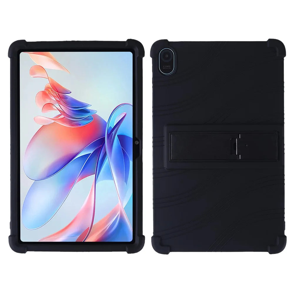 For Blackview Tab 11 WiFi Tablet Silicone Case PC Kickstand Anti-drop Corner Tablet Cover - Black - 1