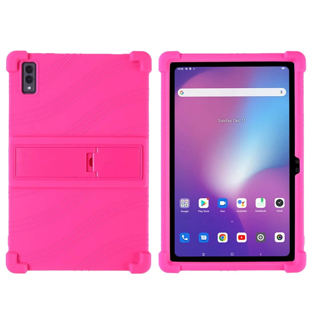 Silicone Case for Blackview Tab 11 SE , Anti-scratch Protective Tablet Cover with PC Kickstand - Rose - 1