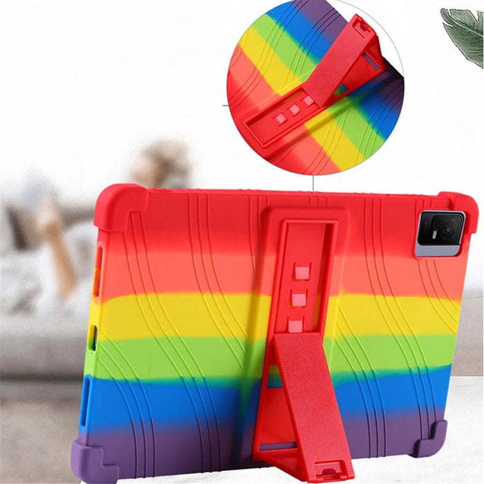 For TCL Tab 11 Silicone Tablet Case PC Kickstand Thickened Corner Protective Tablet Cover - Dark Blue - 5