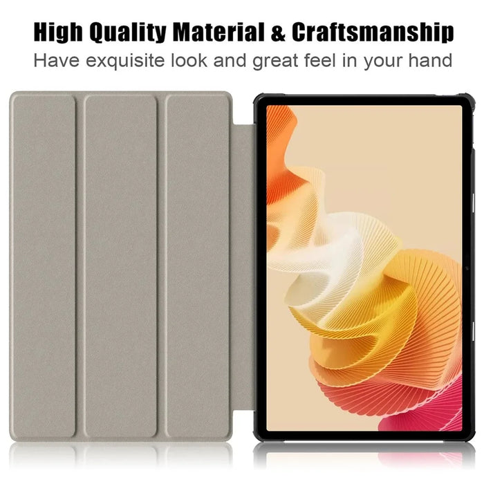 For Realme Pad 2 PU Leather Pattern Printing Case Tri-fold Stand Folio Tablet Cover - Wave - 2