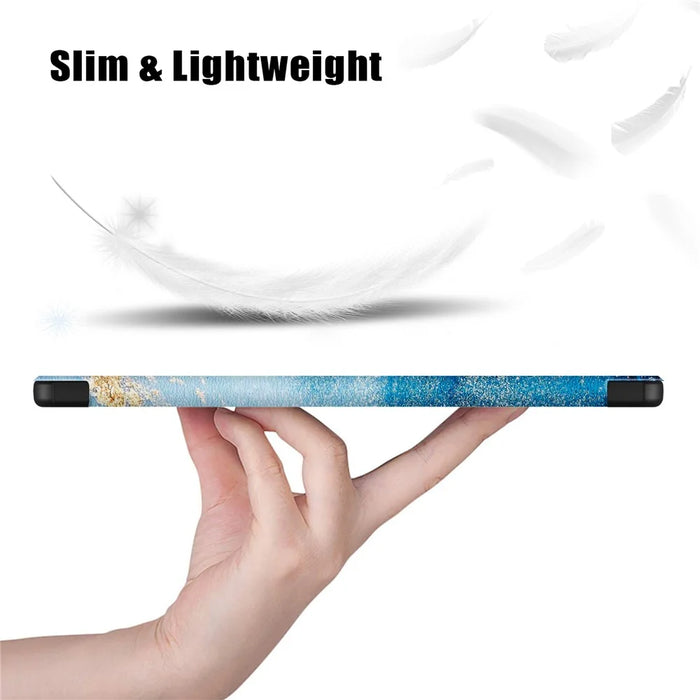 For Realme Pad 2 PU Leather Pattern Printing Case Tri-fold Stand Folio Tablet Cover - Wave - 7