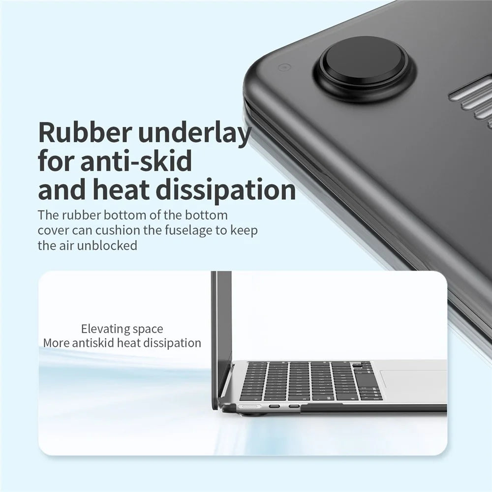 LENTION Matte Hard PC Case for Macbook Air 15 inch (2026) A3448 / (2025) A3241 / (2024) A311 / (2023) A2941 Lightweight Shockproof Laptop Cover - Transparent Black - 5