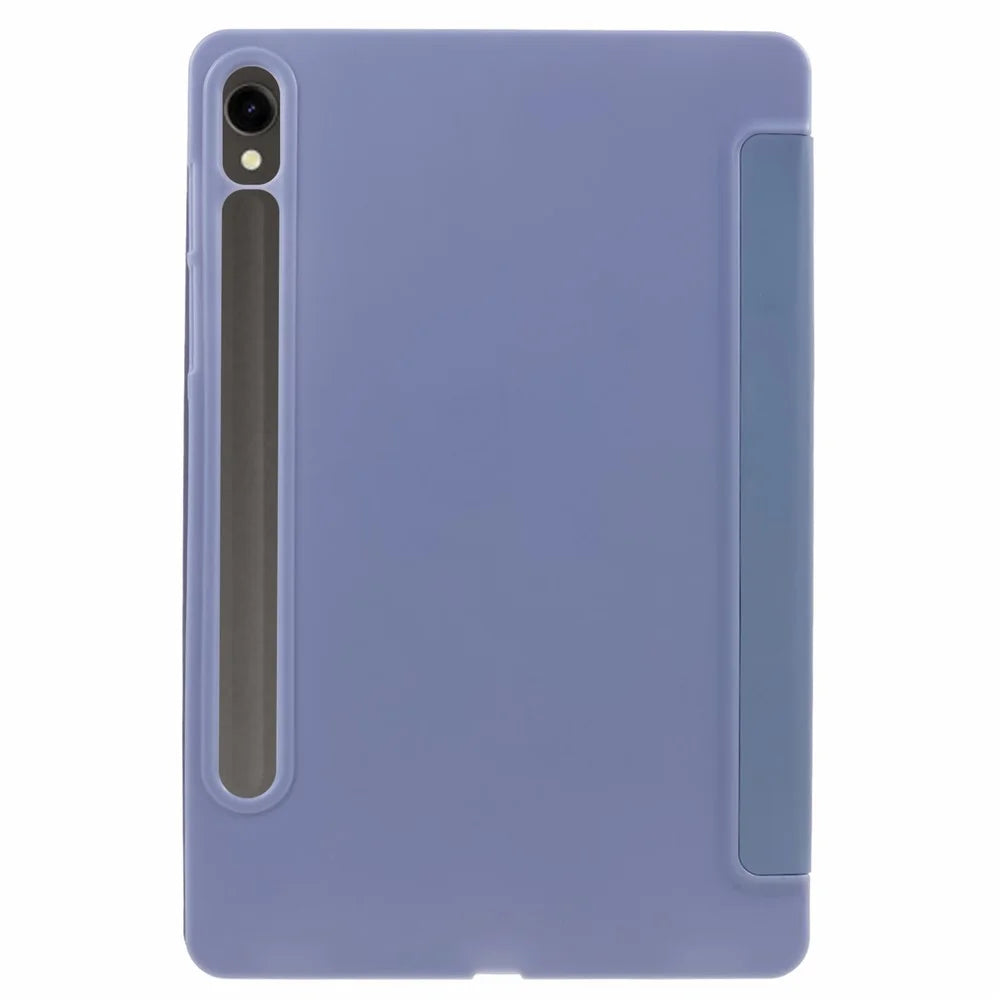 For Samsung Galaxy Tab S9 PU+Matte TPU Tablet Case Anti-Drop Protective Cover with Tri-Fold Stand - Baby Blue - 3