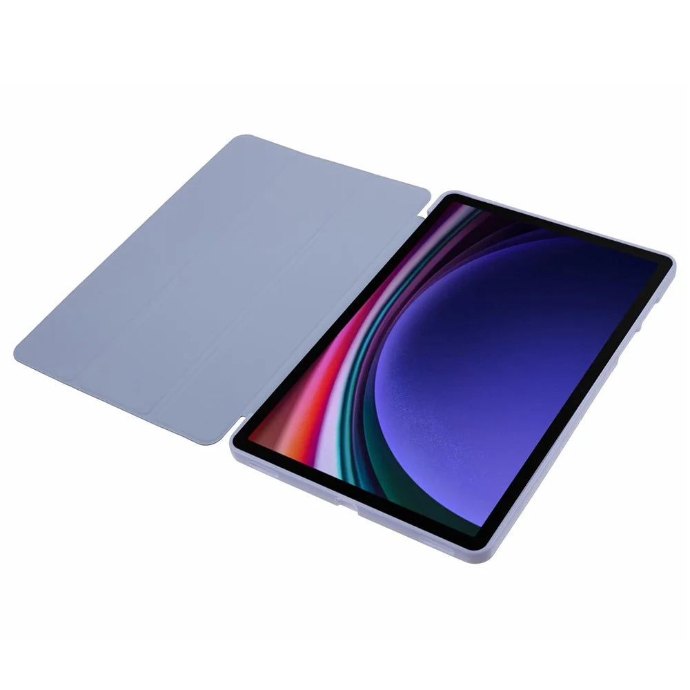For Samsung Galaxy Tab S9 PU+Matte TPU Tablet Case Anti-Drop Protective Cover with Tri-Fold Stand - Baby Blue - 5