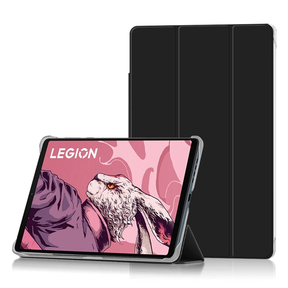 PU Leather Smart Case for Lenovo Legion Y700 , Trifold Stand Heat Dissipation Tablet Cover - Black+Grey - 6