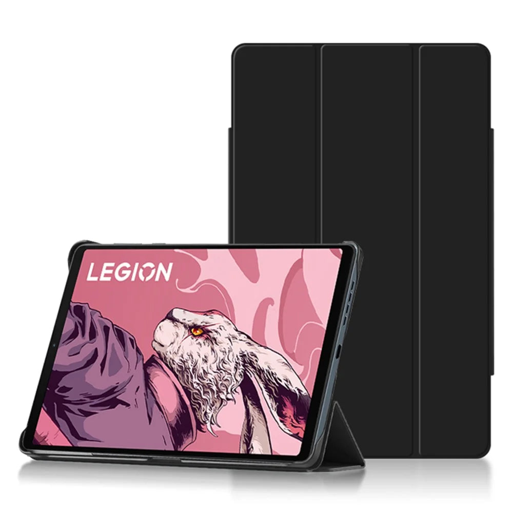 For Lenovo Legion Y700 Tri-Fold Stand Protective Tablet Case Magnetic Absorption PU Leather Cover - Green - 6