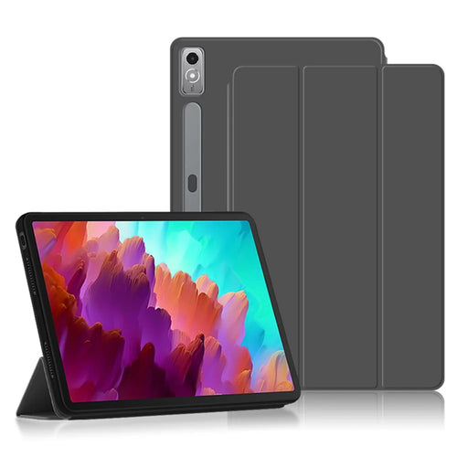 Tablet Case for Lenovo Xiaoxin Pad Pro 12.7 inch , Trifold Stand PU Leather Auto Sleep  /  Wake Smart Cover - Black - 1