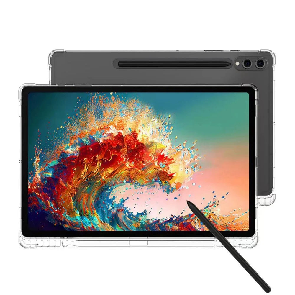 For Samsung Galaxy Tab S9 Ultra Transparent Cover TPU Tablet Case Reinforced Corners Shell with Pen Slot - 4