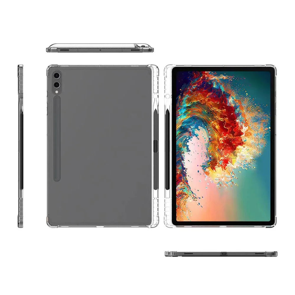 For Samsung Galaxy Tab S9 Ultra Transparent Cover TPU Tablet Case Reinforced Corners Shell with Pen Slot - 6